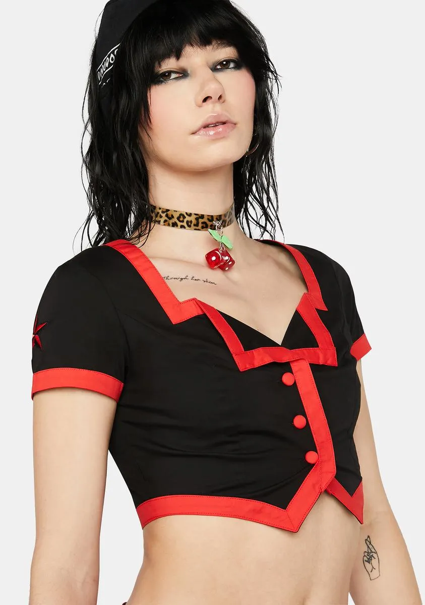 Lover's Lane Buttoned Crop Top sold by Dolls Kill product image thumbnail 2