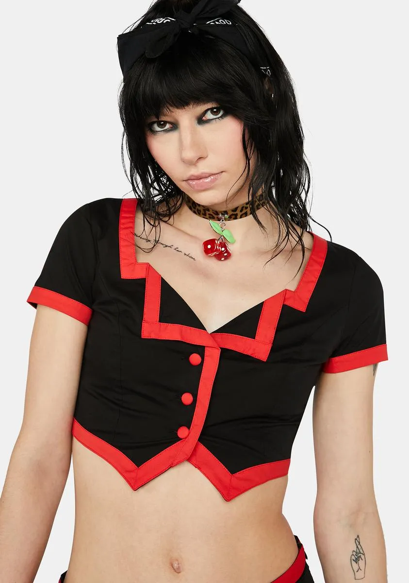 Lover's Lane Buttoned Crop Top sold by Dolls Kill