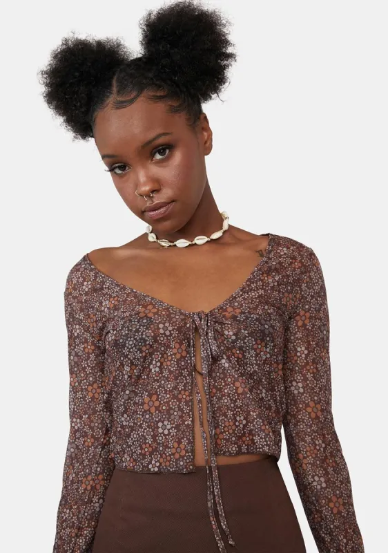 Flower Garden Brown Henry Cardi sold by Dolls Kill