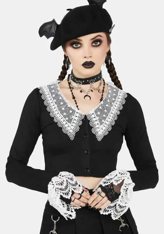 Just My Type Lace Collared Top sold by Dolls Kill