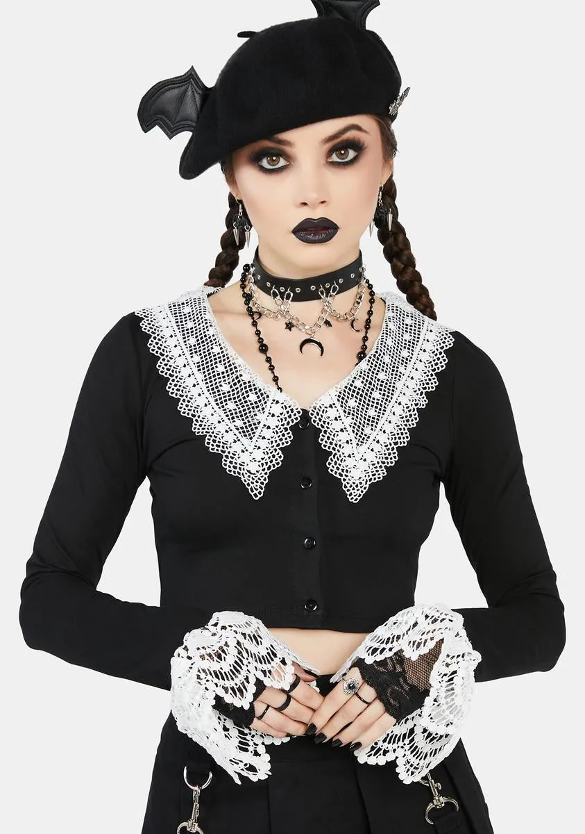 Just My Type Lace Collared Top sold by Dolls Kill