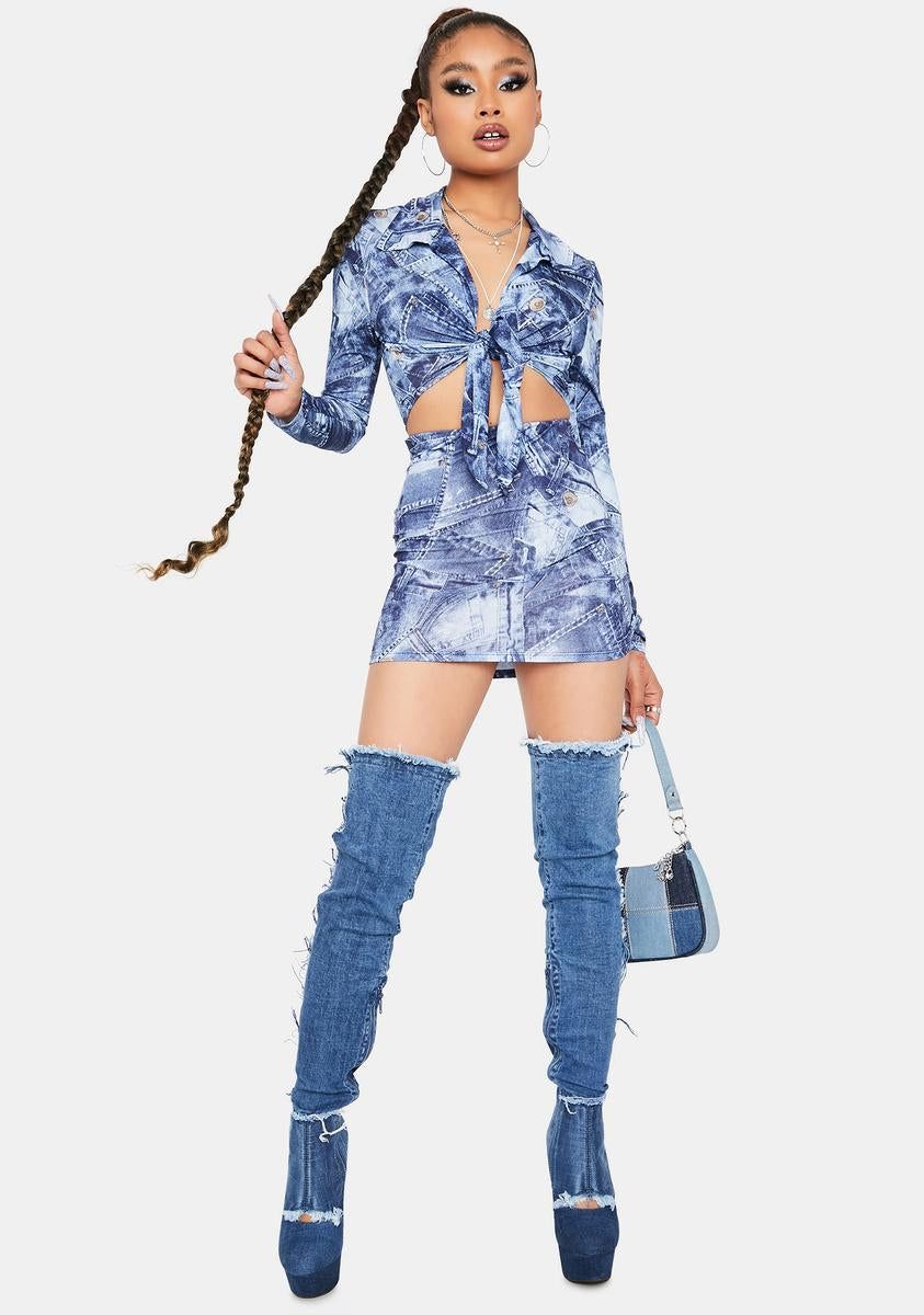 Y2K Queen Denim Skirt Set sold by Dolls Kill product image thumbnail 3