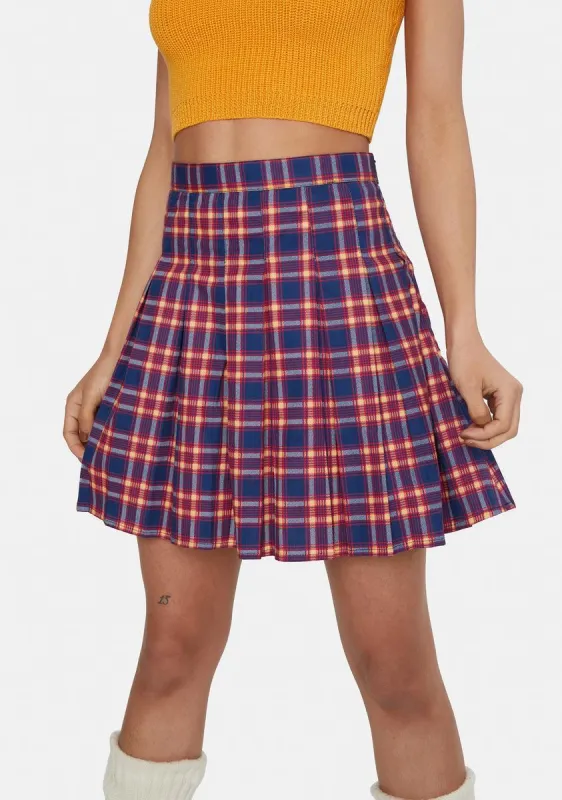 Navy Emily Plaid Skirt sold by Dolls Kill