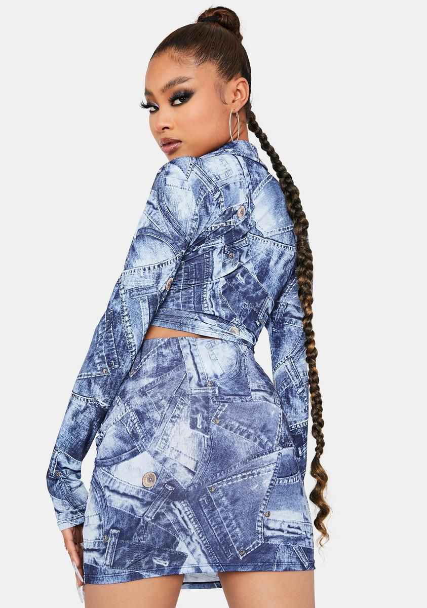 Y2K Queen Denim Skirt Set sold by Dolls Kill product image thumbnail 4