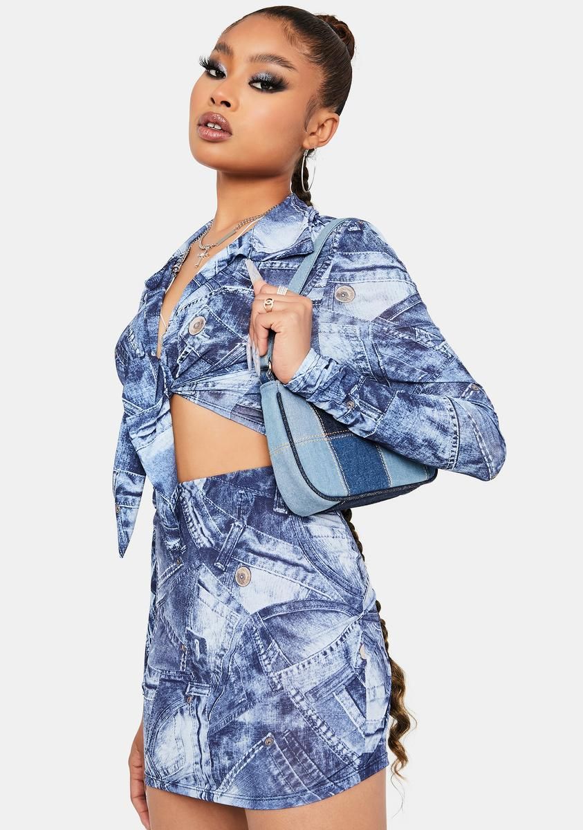 Y2K Queen Denim Skirt Set sold by Dolls Kill product image thumbnail 2