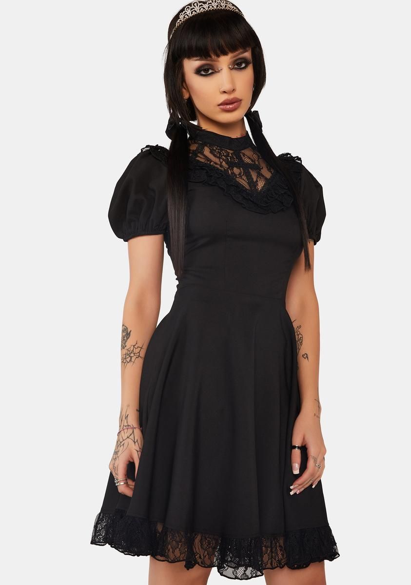 Gothic Death Cross Ruffle Lace Neckline Dress sold by Dolls Kill product image thumbnail 2