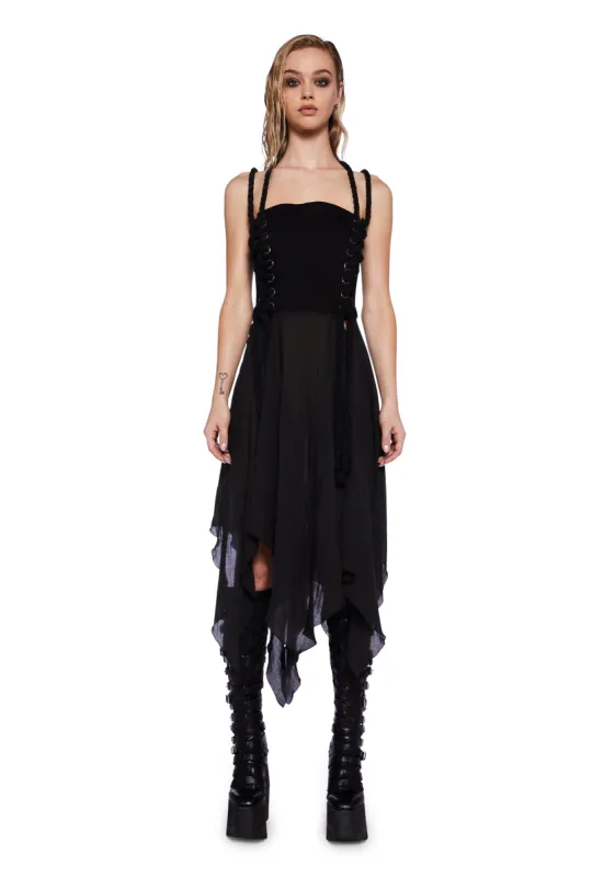 Pitch Twill Corset Midi Dress sold by Dolls Kill