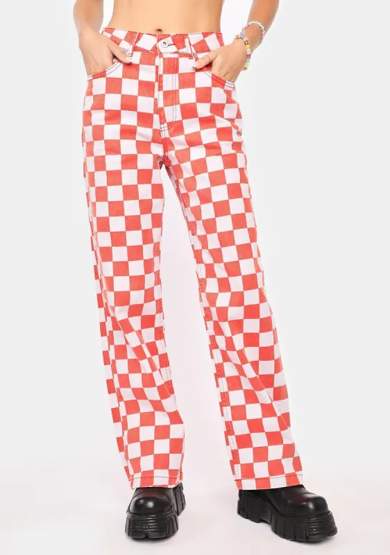 Red Rook Checkered Jeans sold by Dolls Kill