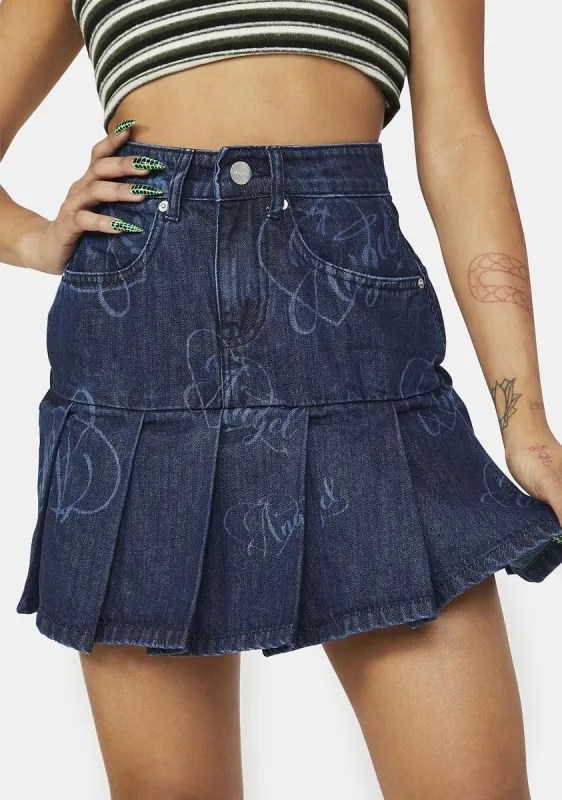 Denim Tennis Skirt sold by Dolls Kill