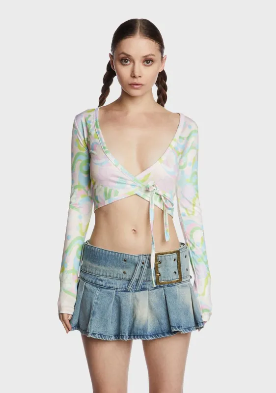 Floral Wrap Crop Top sold by Dolls Kill