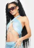 Aqua Mirror Ball Moves Halter Top sold by Dolls Kill