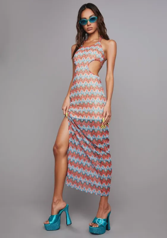 Sunset Splash Crochet Maxi Dress sold by Dolls Kill