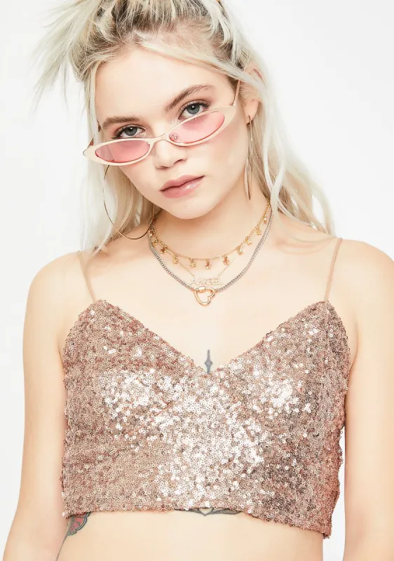 Champagne Fun Nights Sequin Top sold by Dolls Kill