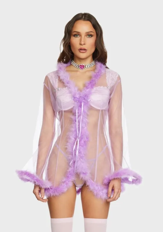 Lavender Dream Land Feather Robe sold by Dolls Kill