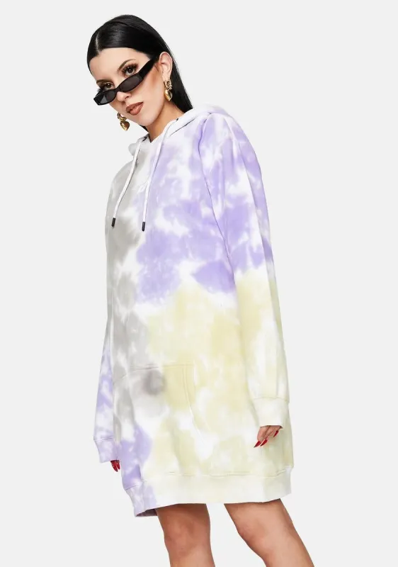 Tie Dye Printed Logo Hoodie Dress sold by Dolls Kill
