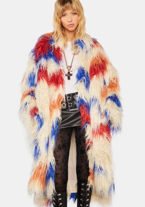 Kat Multi Faux Fur Coat sold by Dolls Kill