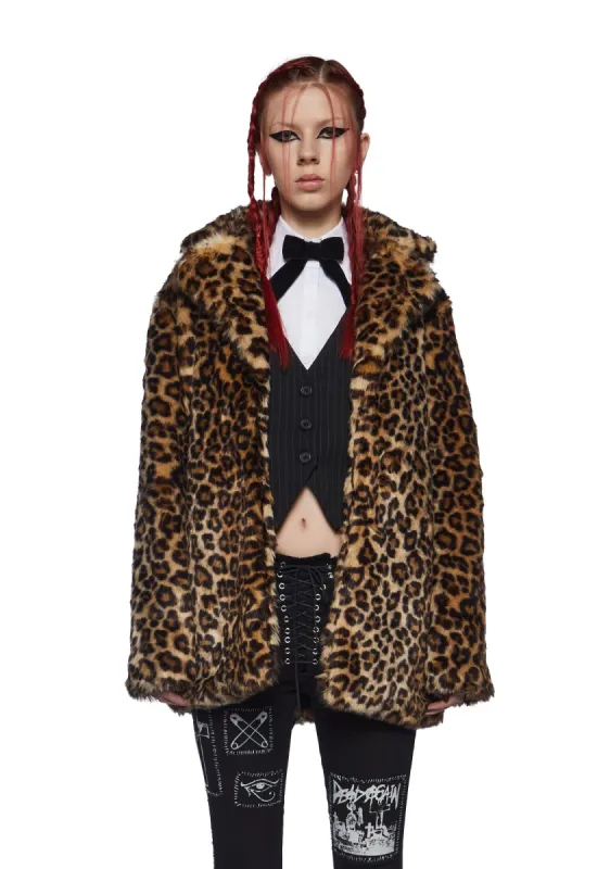 Hunt You Down Leopard Sherpa Jacket sold by Dolls Kill