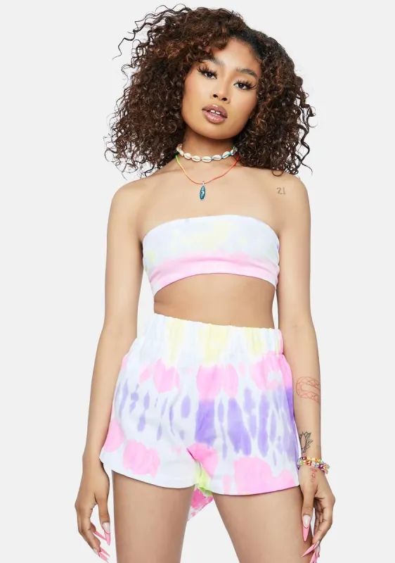 Make Me Believe Tie Dye Shorts Set sold by Dolls Kill