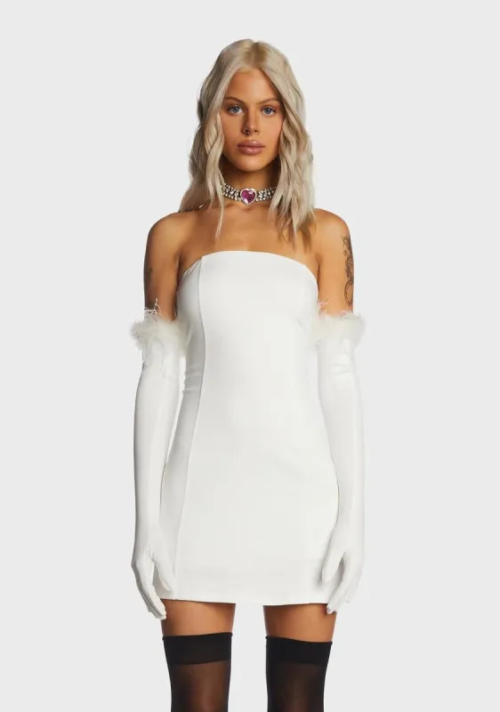 White Off The Shoulder Dress With Gloves sold by Dolls Kill