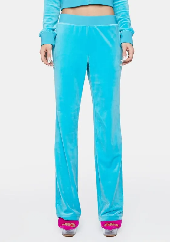 Blue OG Big Bling Velour Track Pants made by Dolls Kill