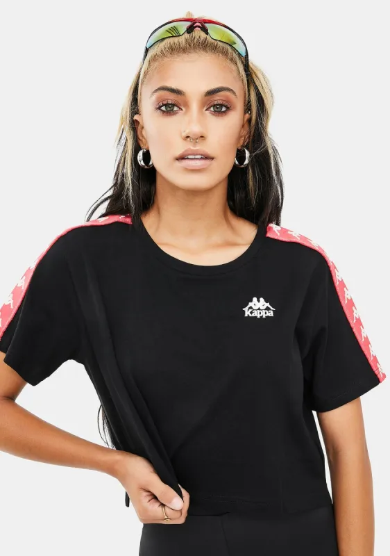 Black 222 Banda Apua Crop Tee sold by Dolls Kill