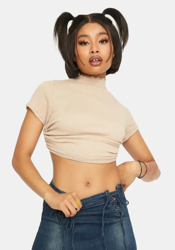 Tan Open Back Crop sold by Dolls Kill