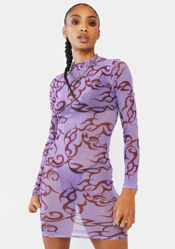 Lavender On The Way Up Mesh Dress sold by Dolls Kill