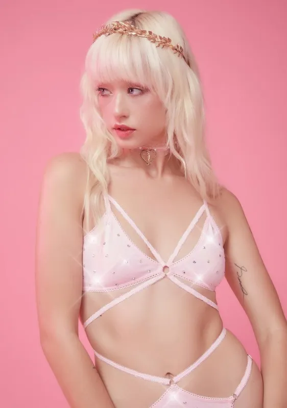 Pure Bliss Strappy Rhinestone Bra Top sold by Dolls Kill