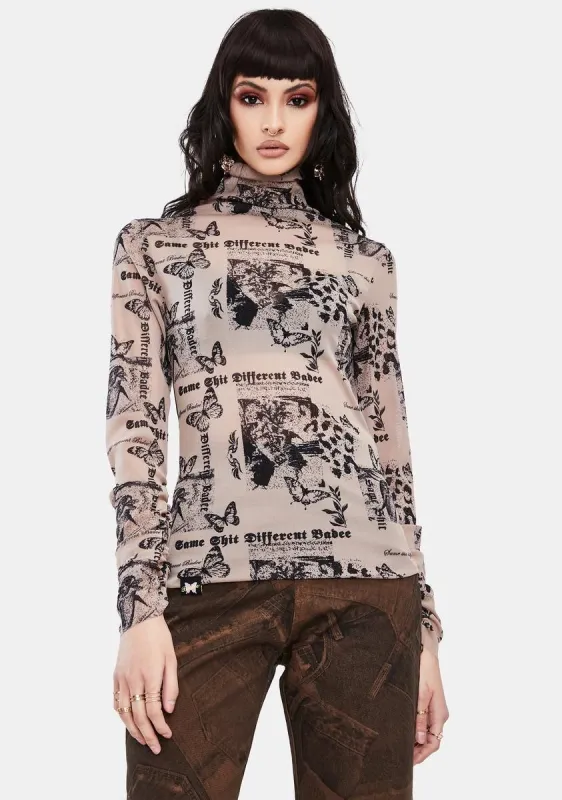 Butterfly Mesh Shirring Top sold by Dolls Kill