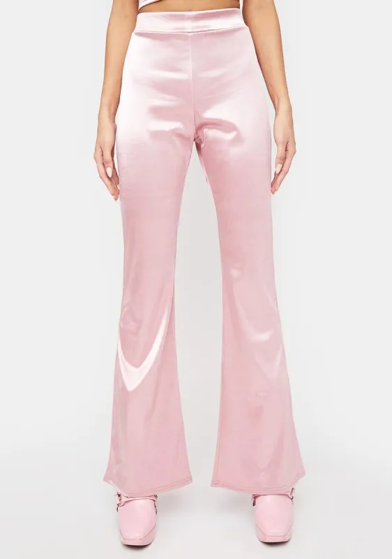 Stretch Satin Flare Pants sold by Dolls Kill