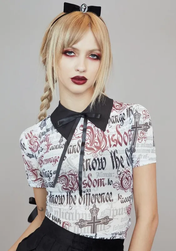 Scarlet Letters Mesh Top sold by Dolls Kill