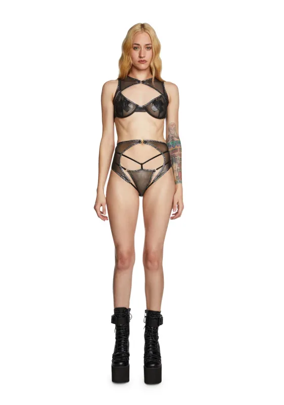 Sheer Your Love Metallic Mesh Lingerie Set sold by Dolls Kill