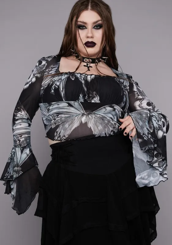 Plus Into The Shadows Crop Top sold by Dolls Kill