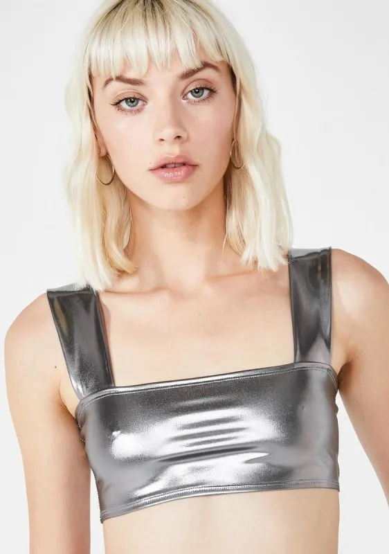 Katie Metallic Crop Top sold by Dolls Kill