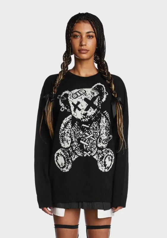 Broken Teddy Bear Knit Sweater sold by Dolls Kill