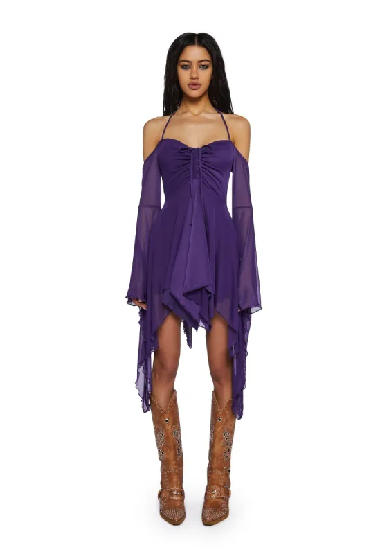 F is For Fairies Handkerchief Dress - Purple Mesh sold by Dolls Kill