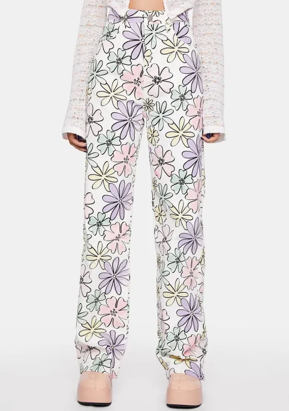 Off-White Floral Pants sold by Dolls Kill