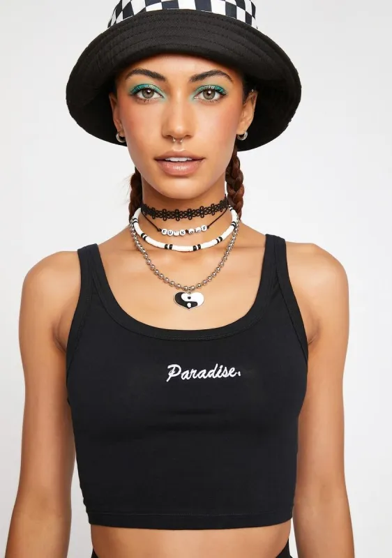 Paradise Blois Embroidered Crop Tank sold by Dolls Kill