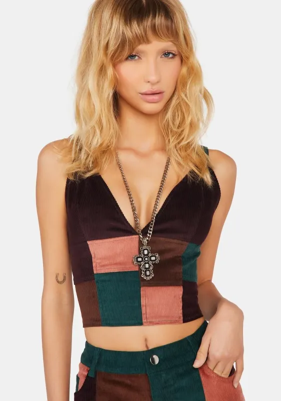 Wonderstruck Corduroy Crop Top sold by Dolls Kill
