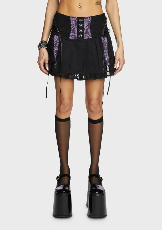 Purple Enchanted Pleated Mini Skirt sold by Dolls Kill