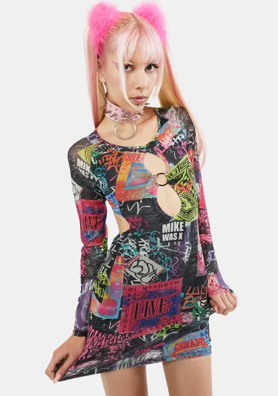 Paint The Town Mesh Dress sold by Dolls Kill