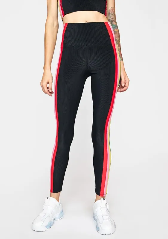 Rainbow Stripe Megan Leggings sold by Dolls Kill
