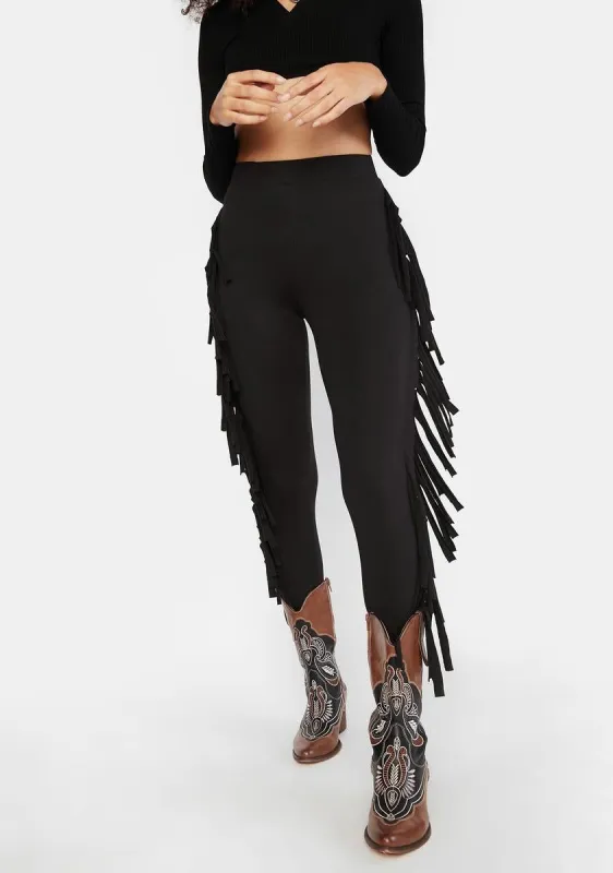 Noir Dust Settles Fringe Leggings sold by Dolls Kill