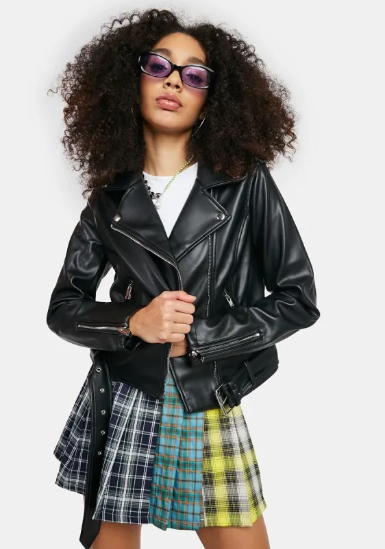 Black Vegan Leather Moto Jacket sold by Dolls Kill