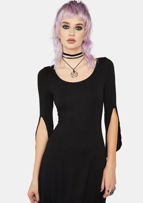 Round Neck Drip Sleeve Knit Dress sold by Dolls Kill