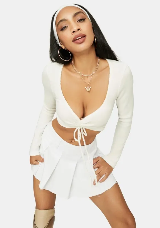 Snow With No Choice Drawstring Crop Top sold by Dolls Kill