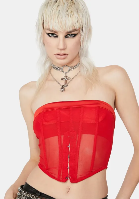 Gimme Attitude Corset Top - Red sold by Dolls Kill