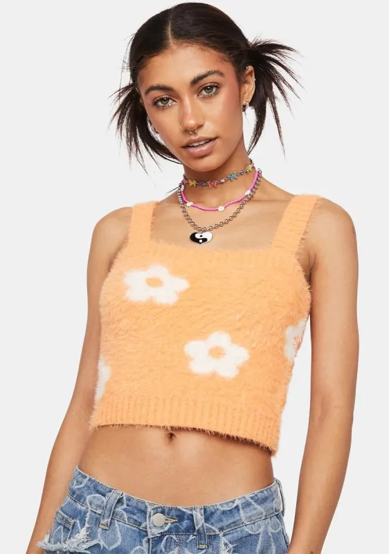 Ditsy Floral Eyelash Sweater Tank Top sold by Dolls Kill