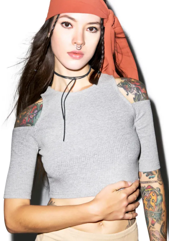 Cold Shoulder Crop Top sold by Dolls Kill