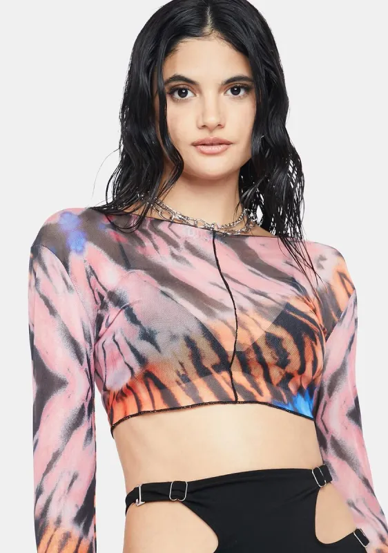 Zaya Tie-Dye Stitch Top sold by Dolls Kill
